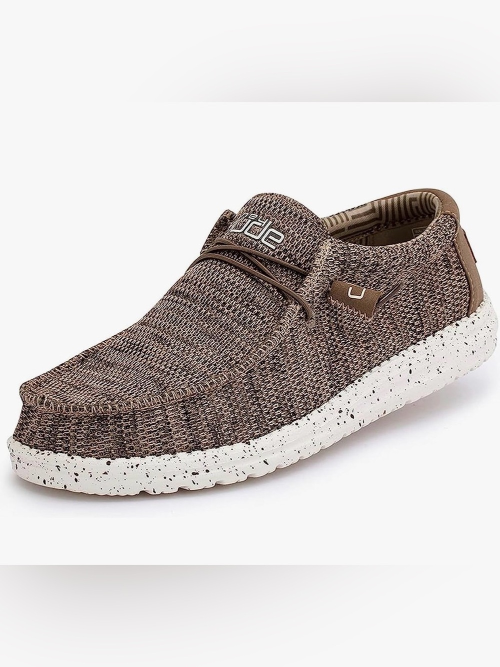 Hey Dude Men’s 12 Brown Wally Sox Slip-On Loafer with Speckled White Sole